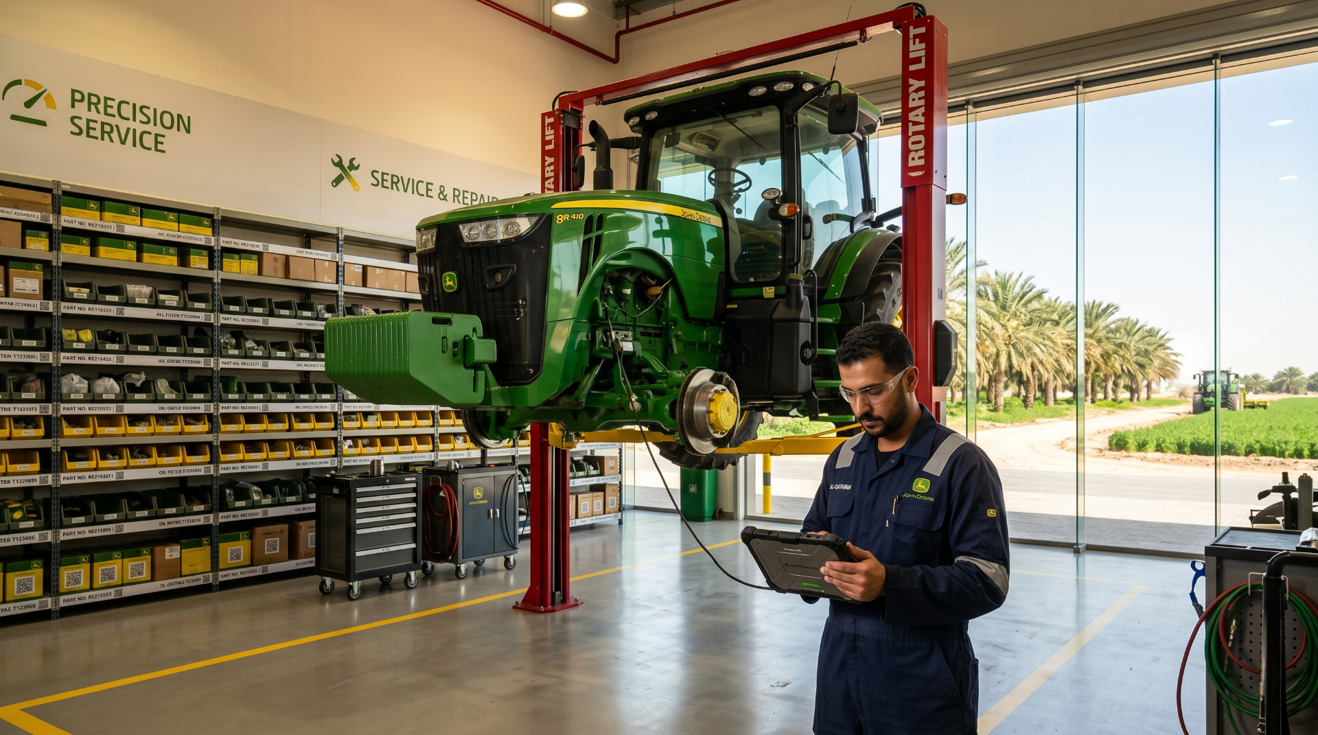 ورشة صيانة الجرارات — Service & repair bay